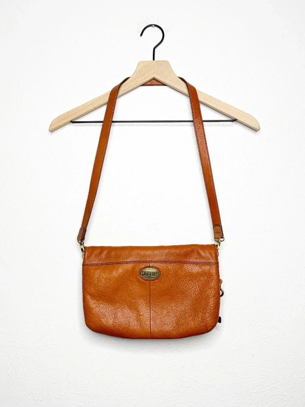 Vintage Fossil Brown Leather Crossbody Purse